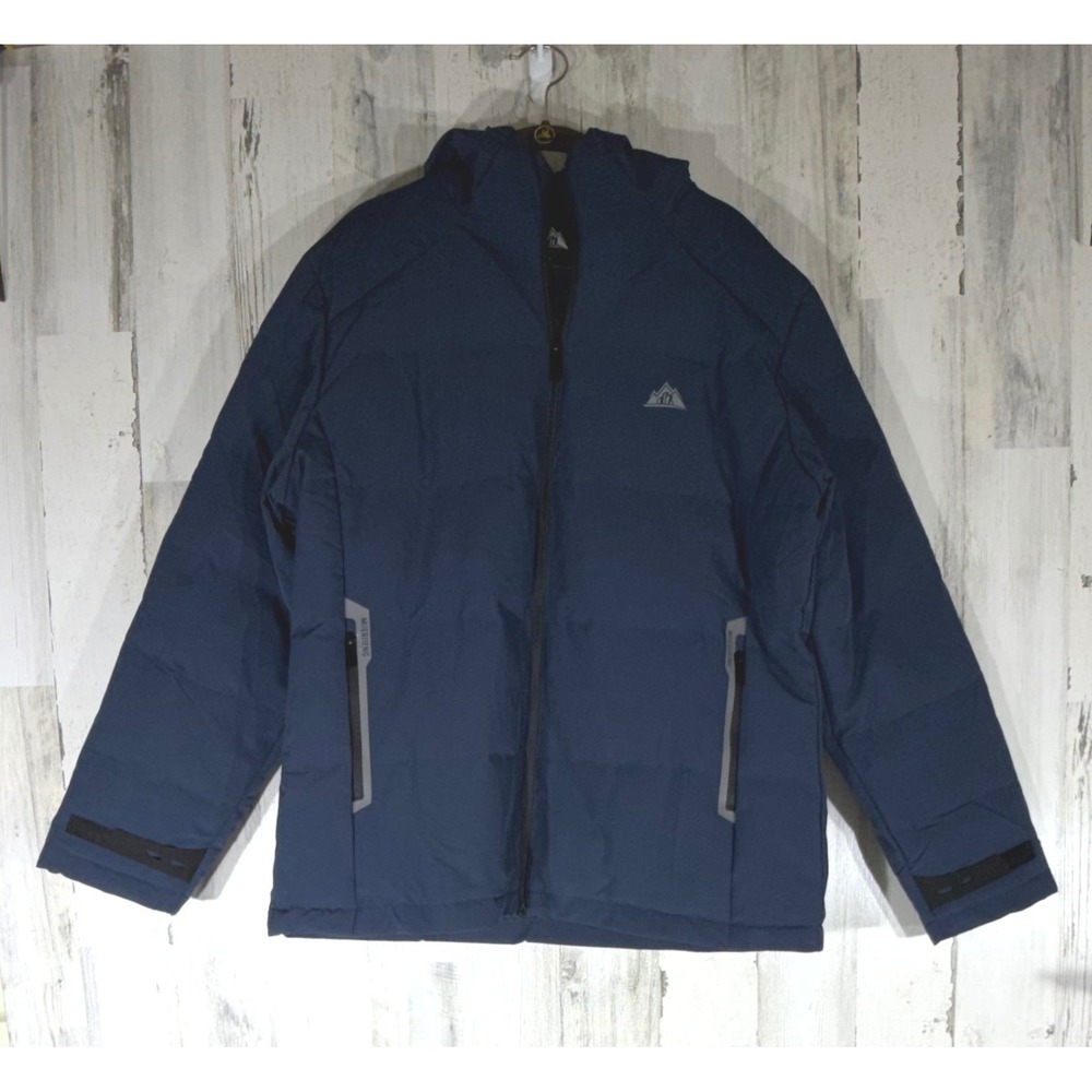 Moerdeng Puffer Jacket Coat Large Navy Blue Hooded Full Zip Outdoors Gorpcore